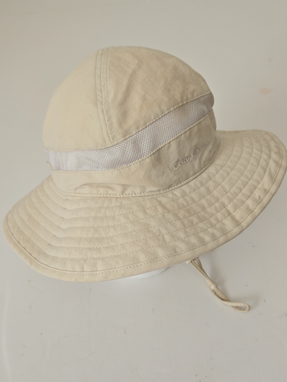 EDDIE BAUER HAT Khaki Hiking Camping Outdoor Fishing Bucket Hat with Mesh M/L
